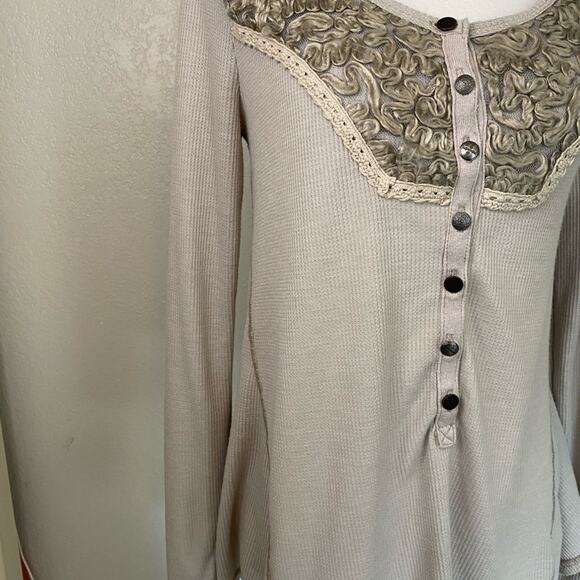 Free people gray rib long sleeve top - Picture 3 of 5